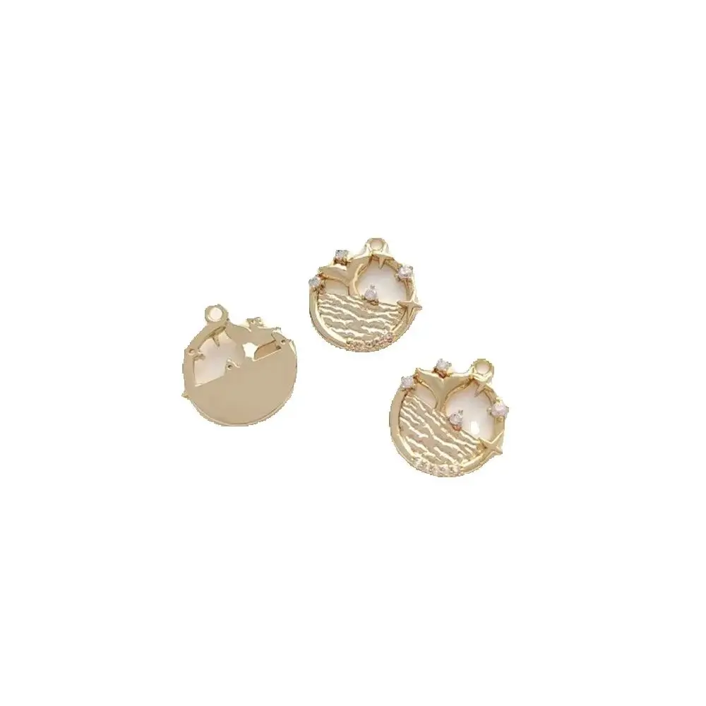 

14K Gold Inlaid Zircon Fishtail Pendant, Marine Life Pendant, Bracelet, Earrings, Charm Necklace K529