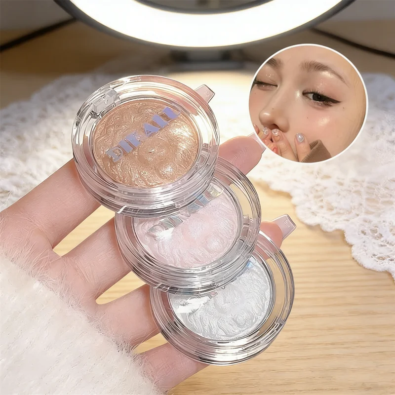 Long-Lasting Highlighter Palette by DIKALU Moonlight White Shimmer for a Luminous Finish Buildable&Natural Face Makeup Essential