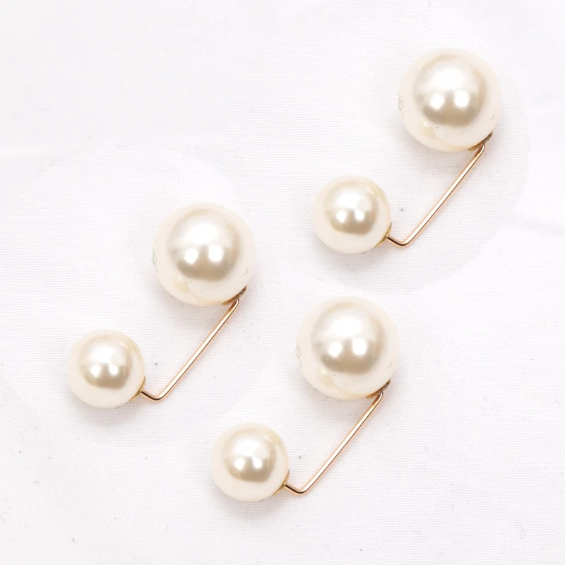 3Pcs/set Women Tightening Waistband Pin Double Pearl Brooches Metal Lapel Pins Sweater Shirt Cardigan Scarf buckle Accessories