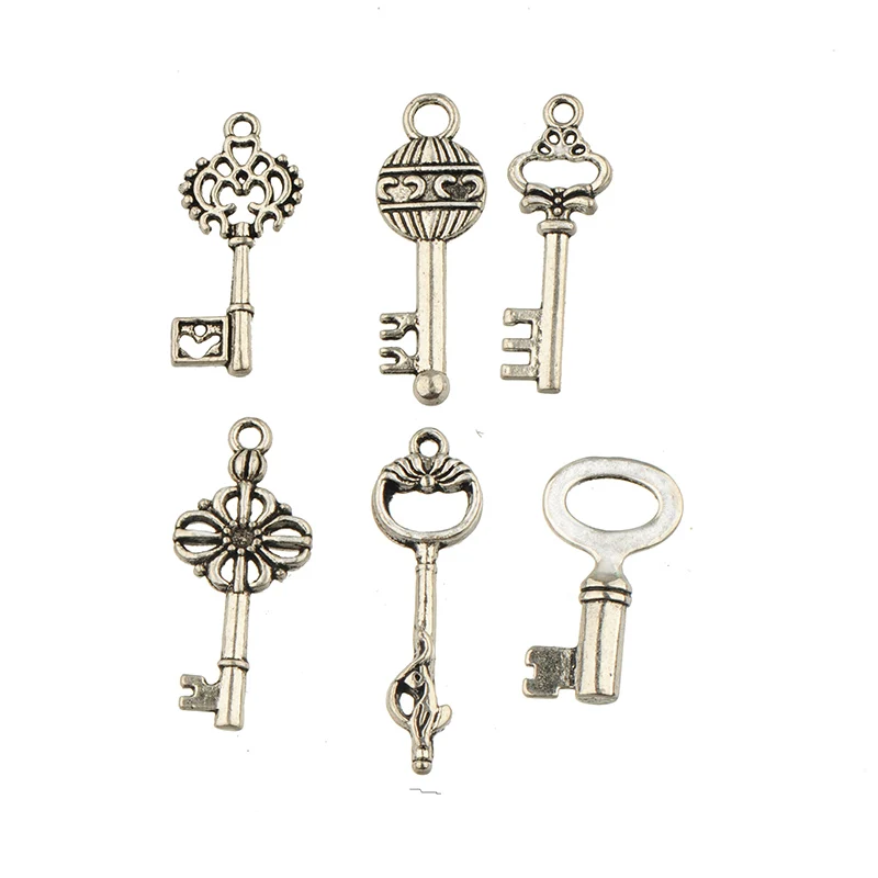 Acssories For Bracelets Metal Charms Pendants 40pcs Mix Material Costume Jeweery Creation DIY Keys Hanging Handicrafts Necklaces