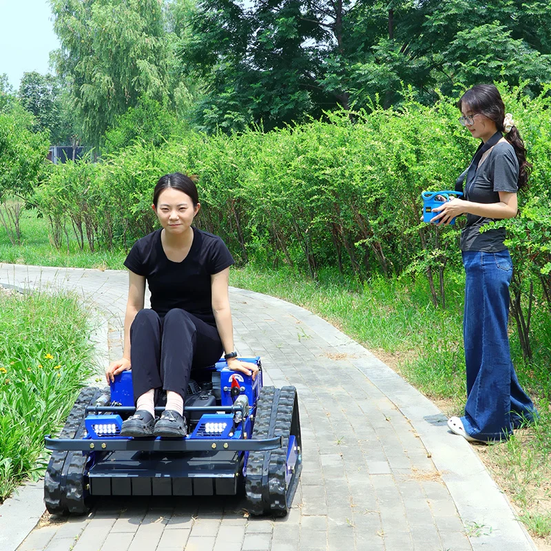 Wireless remote control four-stroke lawn mower  operation