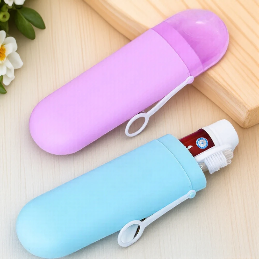 حامل فرشاة أسنان محمول للسفر مع منظم تخزين معجون الأسنان، مجموعة أدوات السفر الأساسية للحمام