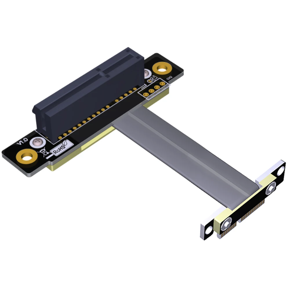 

PCIE Riser PCIe3.0 x1 Male to x4 Female Cable EMI Shielding 8Gbps PCI-E III 1x 4x Riser Extender Ribbon Cable Elbow Right Angled