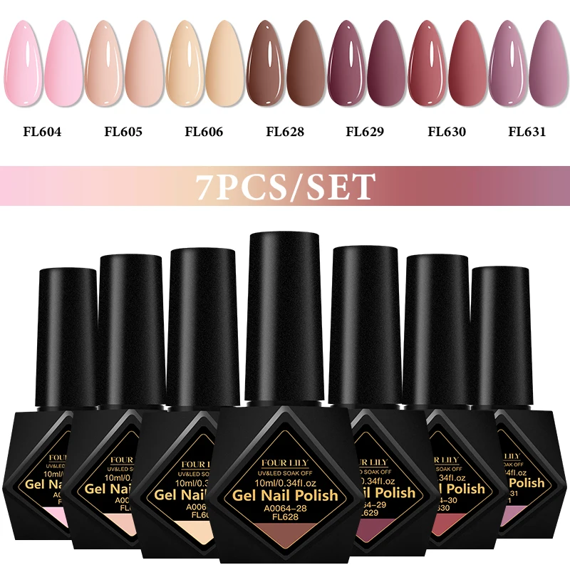 7 pçs 10ml nude rosa vermelho gel unha polonês conjunto hema tpo livre semi permanente embeber fora uv gel verniz suprimentos de unhas para o inverno diy