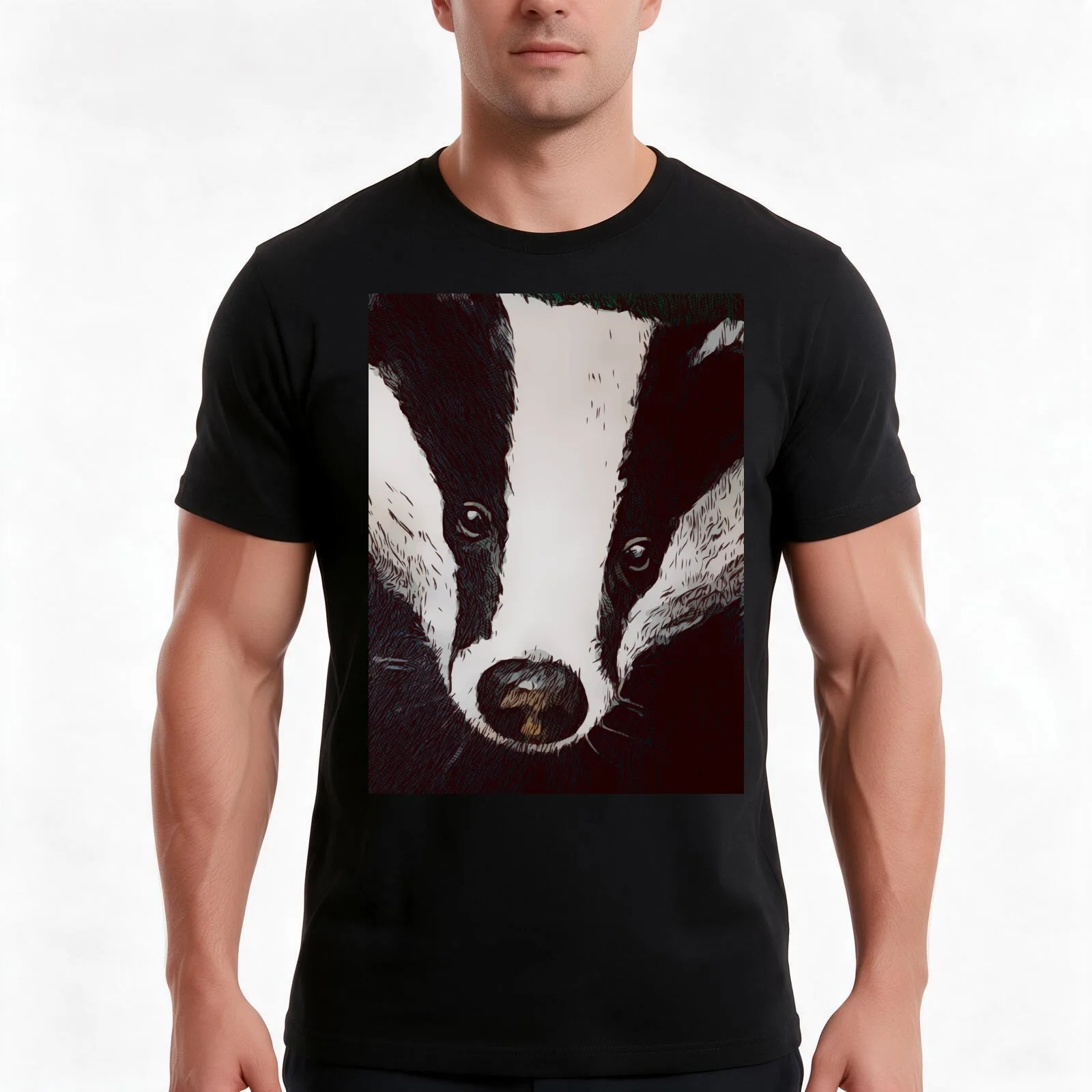 Badger T-Shirt Summer Casual Cotton Tee Oversized Streetwear Tops Vintage Graphic Print Loose Fit Short Sleeve 100% Cotton