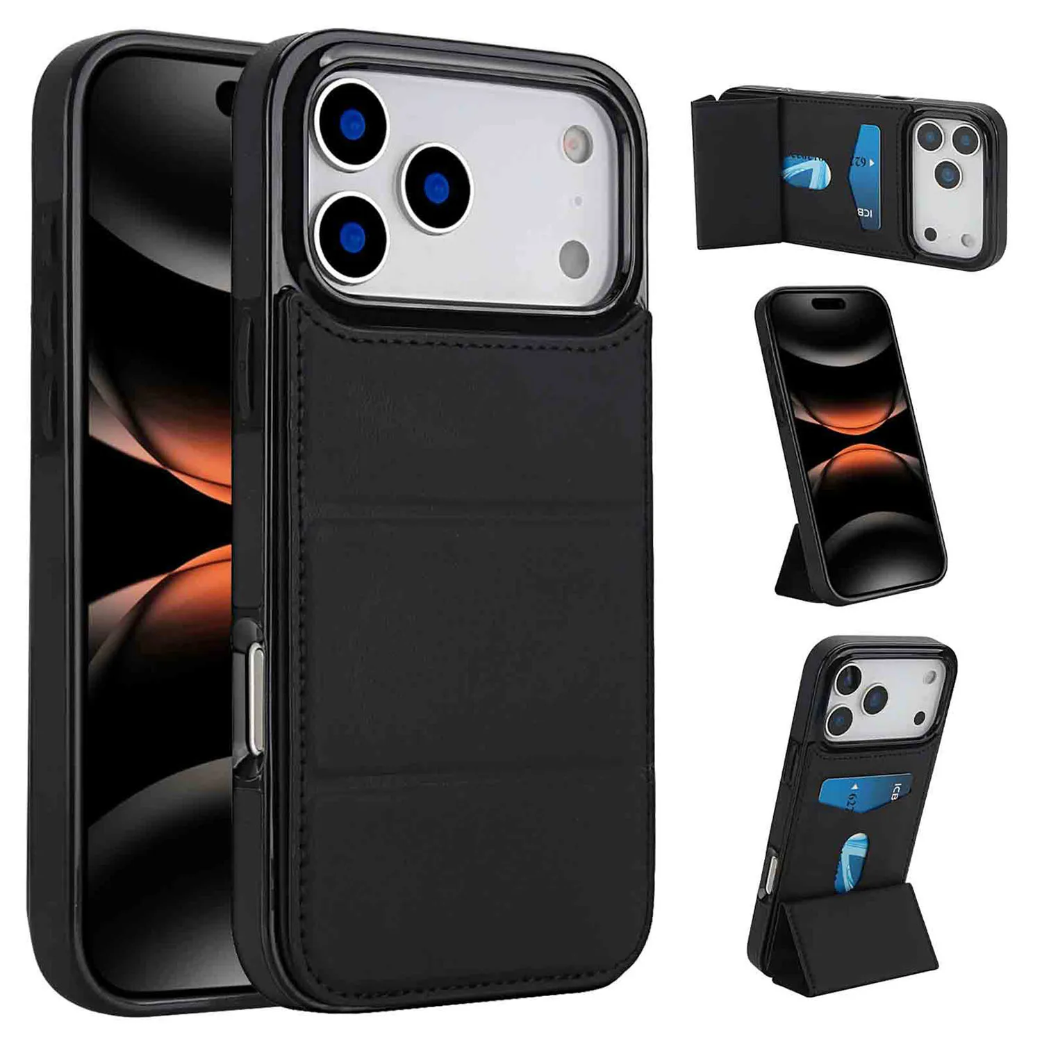

Кожаный чехол для iPhone 17 Pro Max/17 Pro/Air/17 — ультратонкий, ударопрочный, с функцией кошелька, складная подставка