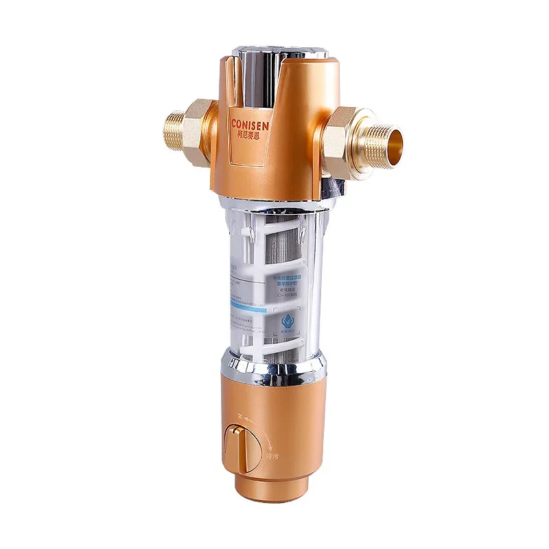 Spin Down Sediment Filter, Backwash Whole House Water Filter System,Reusable Flushable Pre-Filtration for Tap Water,Brass