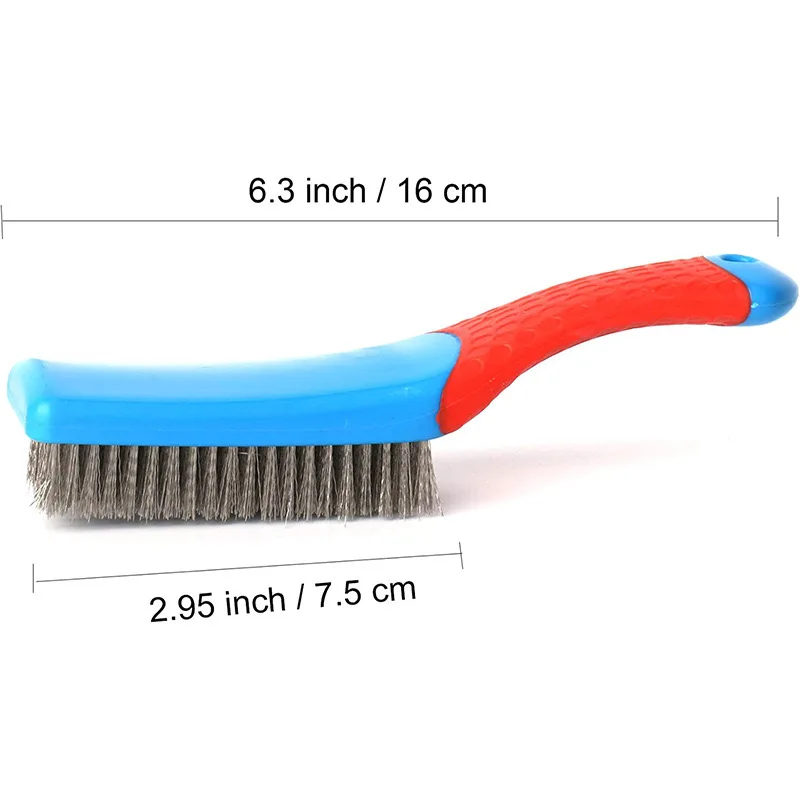 Wire Brush Duty Stainless Bristles With Plastic Handle Grip For Rust, Wielding Slag, Dirt & Paint Scrubbing With Deep Cleaning image 2