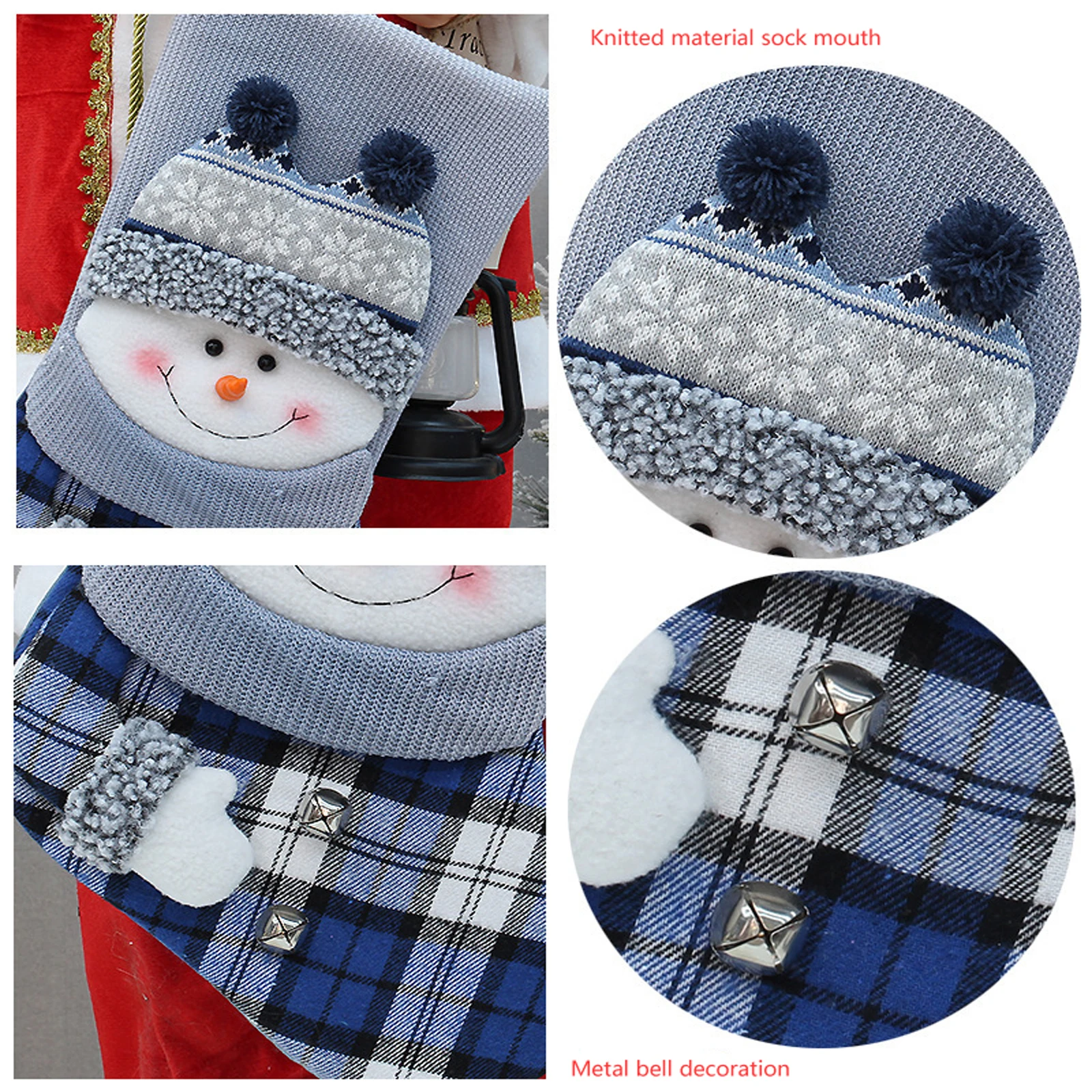 2025 New Years Gift Holders Stockings Christmas Stockings Cartoon Snowman Doll Sock Present Bag Candy Bag for Tree Decoration