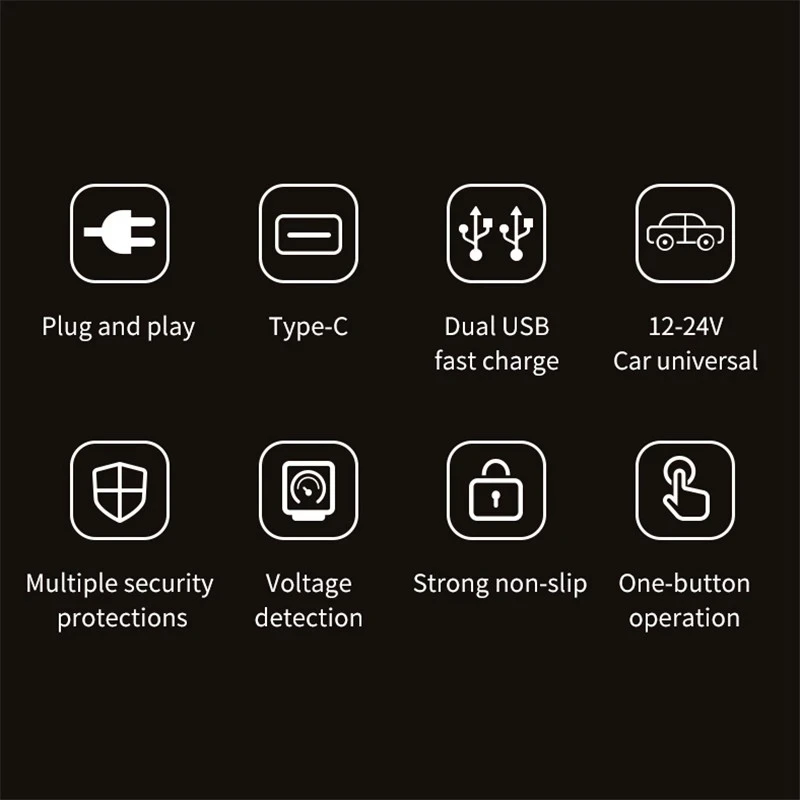 Car Charger Power Adapter Dual USB 3.0 with Type-C Fast Charge Charger with Cigarette- Lighter with LED