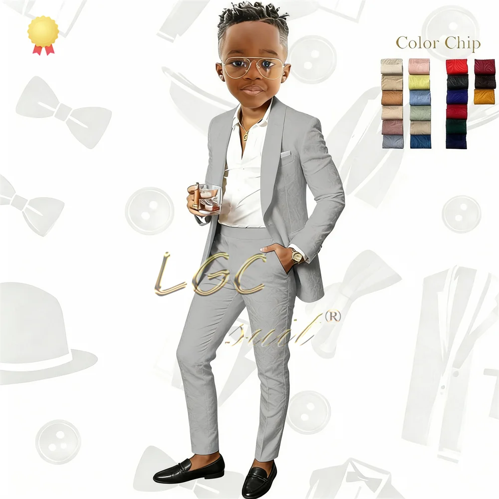 

Boys 2 Piece Luxe Jacquard Fabric Blazer Pants Elegant Gentleman Formal Dress for Significant Celebrations