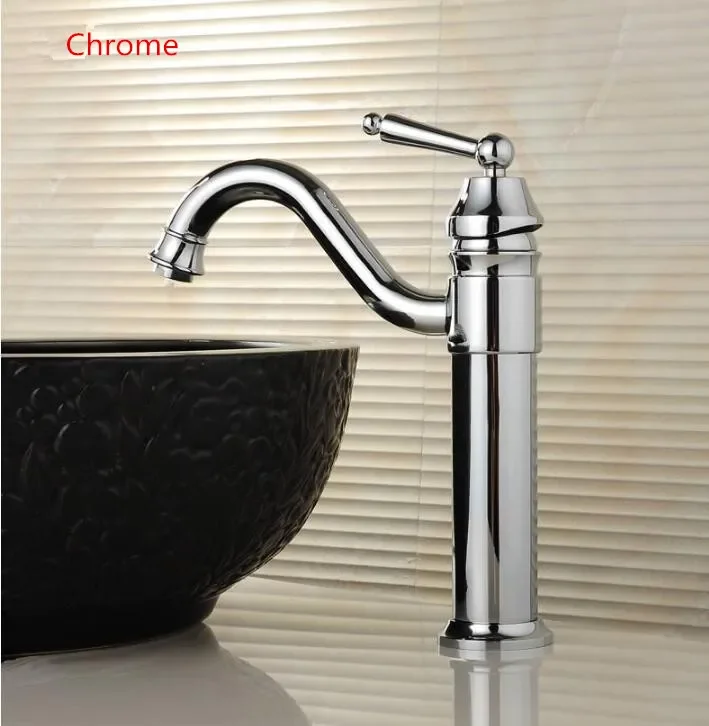 

Basin Faucet Chrome Single Lever Hot and Cold Bathroom Sink Faucet Brass Decked Basin Mxier Antique Chrome