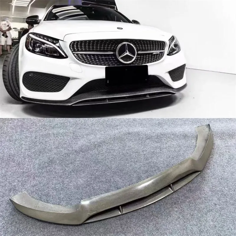 

For Benz C43 C200 C300 W205 AMG 2015-2018 Real Carbon Fiber Front Lip Front Bumper Lower Lip Under Spoiler Splitter Body Kit