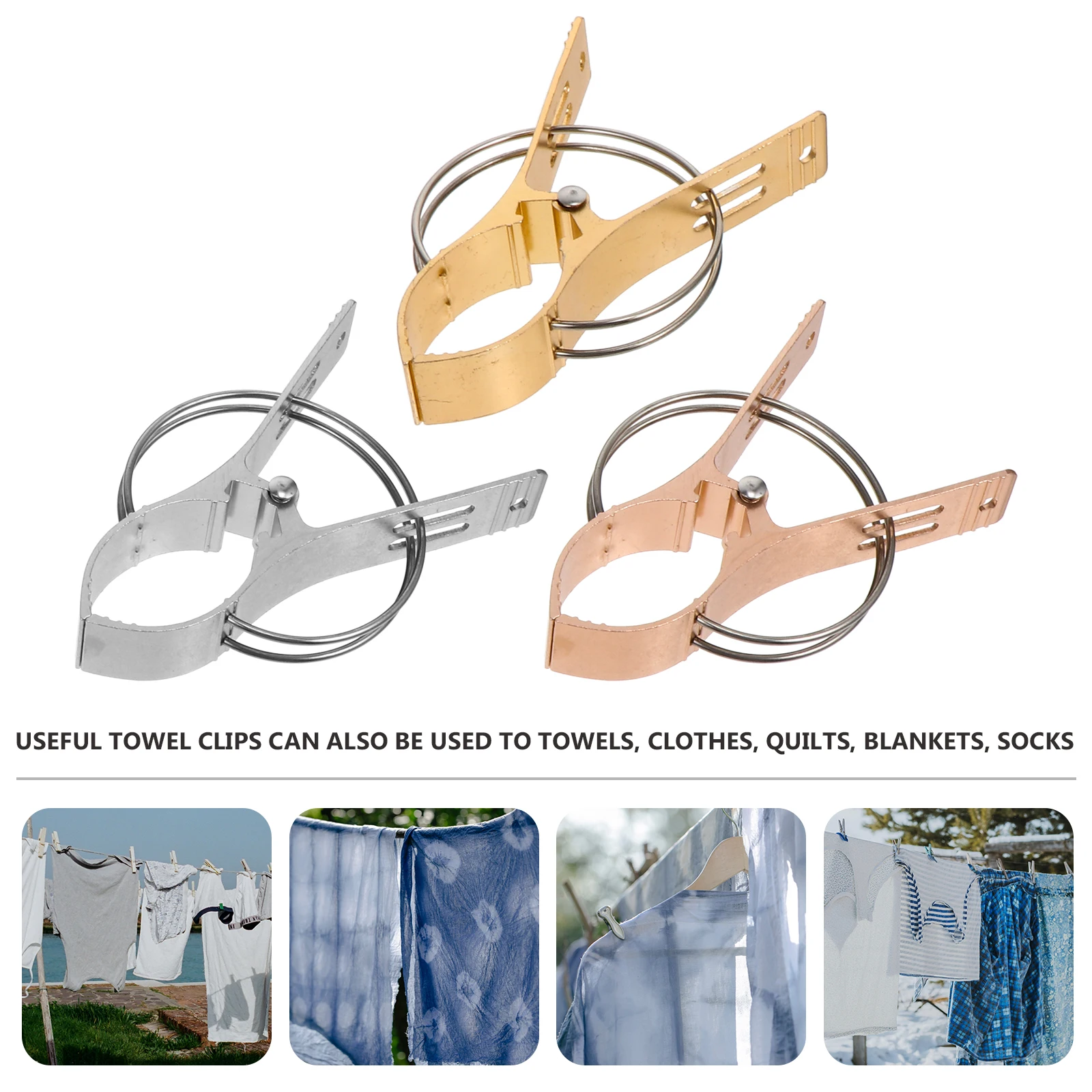 

9pcs Windproof Aluminum Multipurpose Clamps Alloy AntiRust for Beach Towel Quilt Drying Clothespins Suitable Chairs