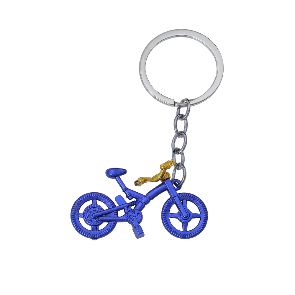 AliExpress Trendy Mini Simulation Bike Keychains Creative 6 Color Alloy Bicycle Keyrings Backpack Pendant Car Trinket Boy's  Gift