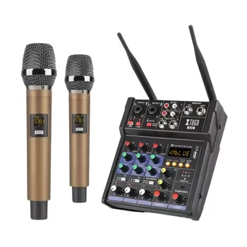 

48V Interface Usb Sound Mixing 4 Channels Mini Music Microphone Studio Controller Audio Console Video Digital Dj Mixer With Mic