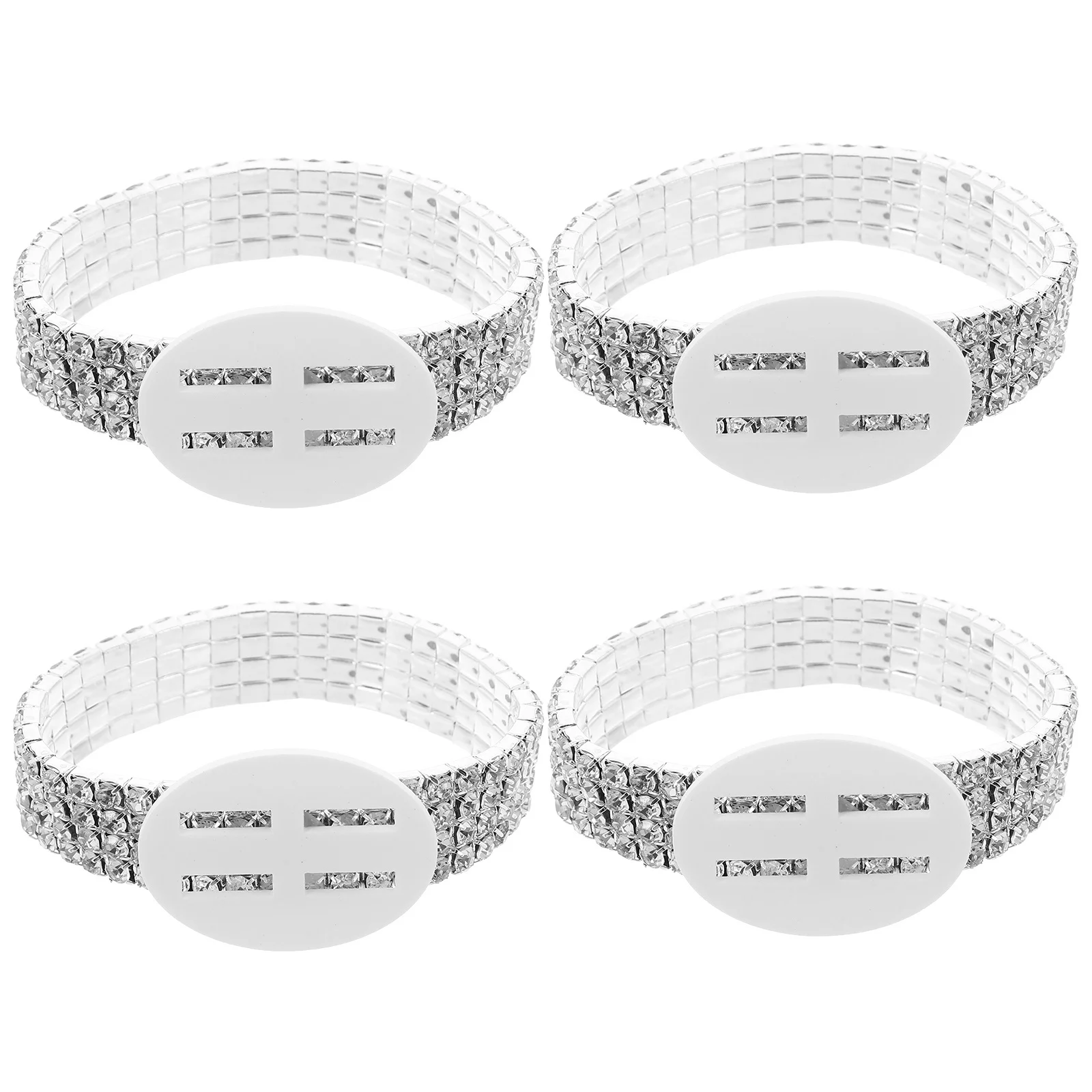 4개 세트 라인스톤 탄력성 손목 코사지 팔찌 DIY 웨딩 프로모션 기념일 신부 샤워 파티 행사 액세서리