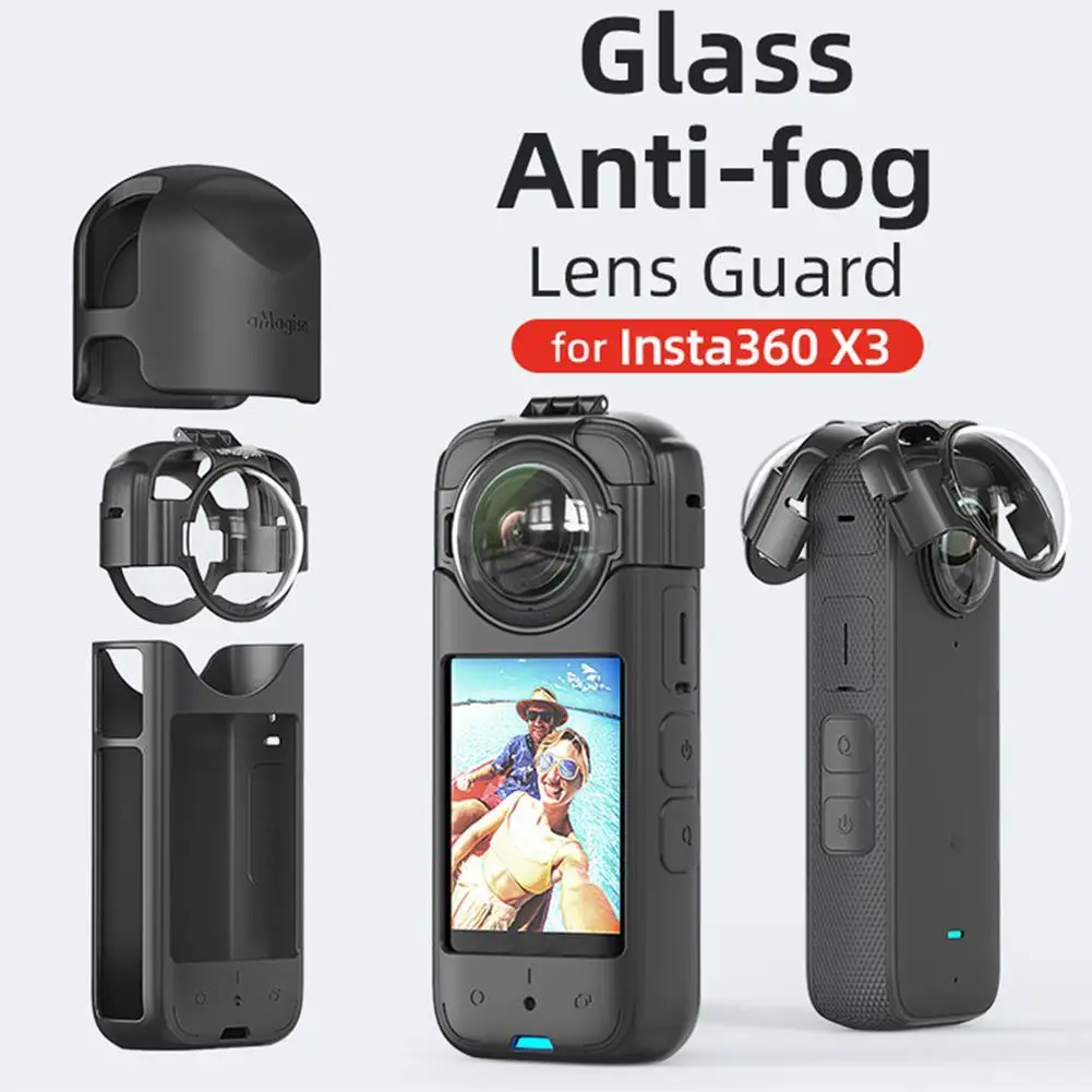 Anti-fog Sports Camera Lens Glass Protective Cover FOR Insta360 X3 For AMagisn Removable Snap-on Lens Protection Without Obstruc