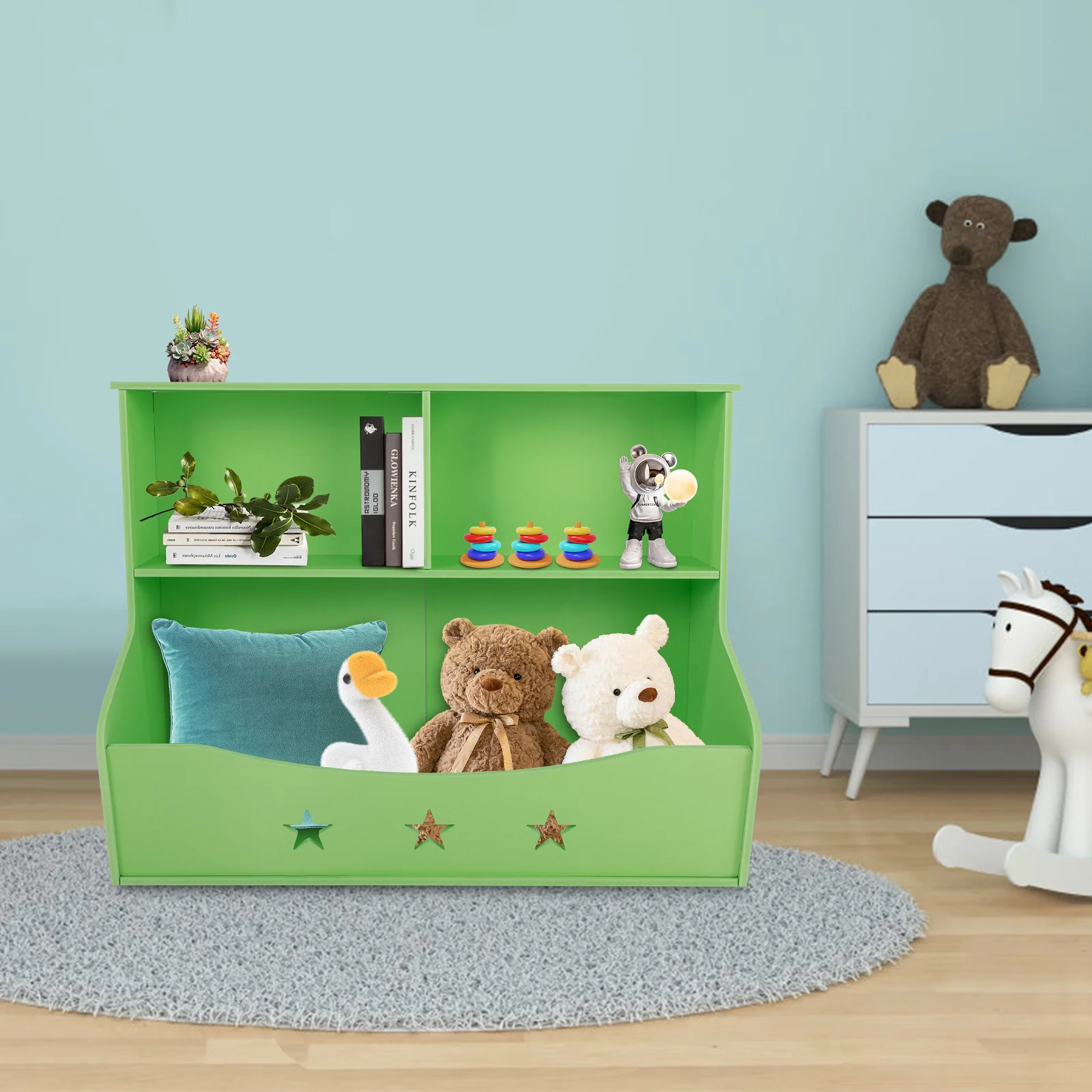 Kids Bookcase with Storage Bin,110lb Capacity, 24