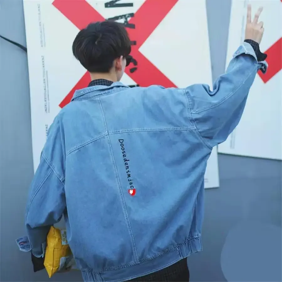Men\'s Denim Jacket with Hole Ripped Male Jean Coats Autumn White Korea Fashion Original Winter 2025 Korean Popular Clothes Lxury