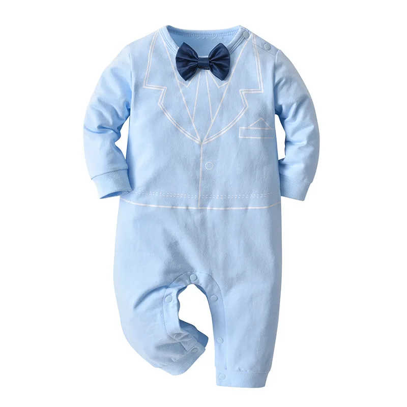 New Baby Boy Romper Spring and Autumn Baby Clothes One-piece Baby Boy Outfit Solid Gentleman Dress