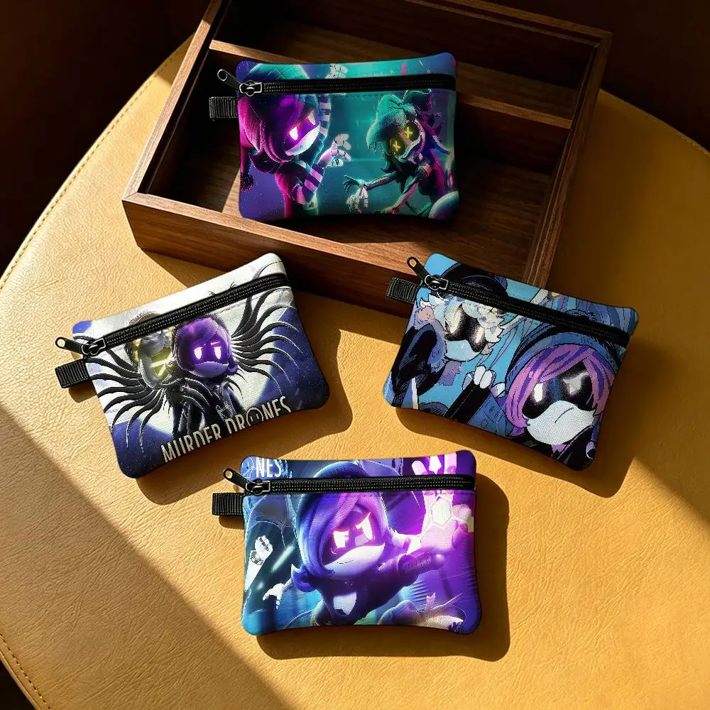 Anime M-Murder D-Drones Waterproof Zipper Coin Purse Lightweight Hanging Key Pouch Card Holder For Daily Use