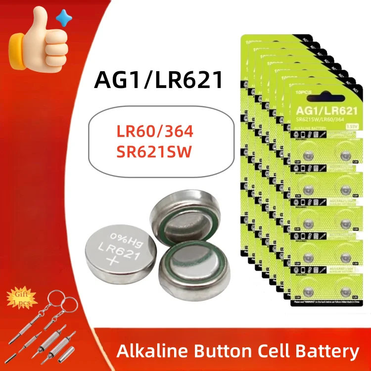 

10-100PCS AG1 LR621 364 V364 164 SR621 SR621SW SR60 CX60 1.55V Alkaline Battery For Watch Car Key Remote Toy Button Coin Cell