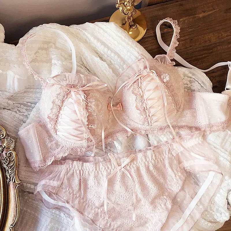 اليابانية لوليتا الملابس الداخلية مثير الدانتيل حزام الدانتيل الحلو Underwire البرازيلي الفتيات