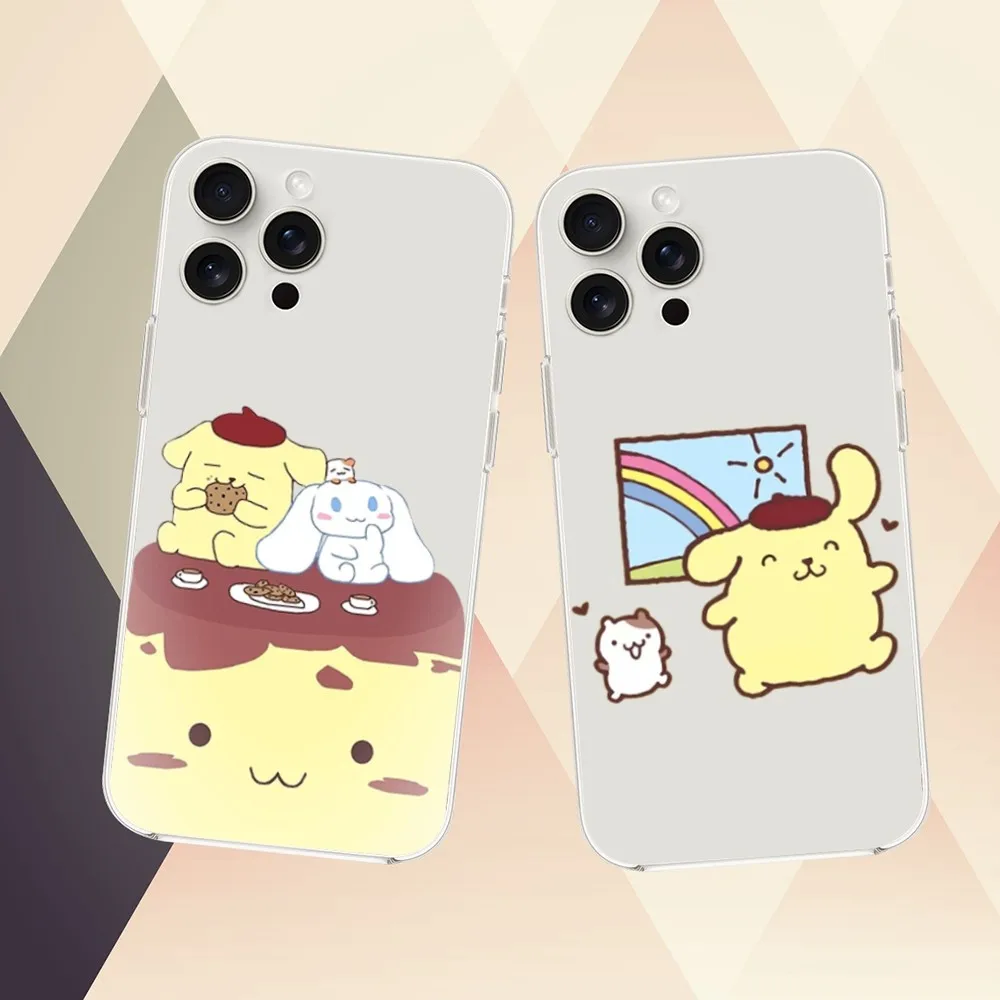 MINISO การ์ตูน PomPomPuRin สําหรับ iPhone Mini 11 12 13 14 Pro 15 Pro XS Max X Plus SE xr โปร่งใส