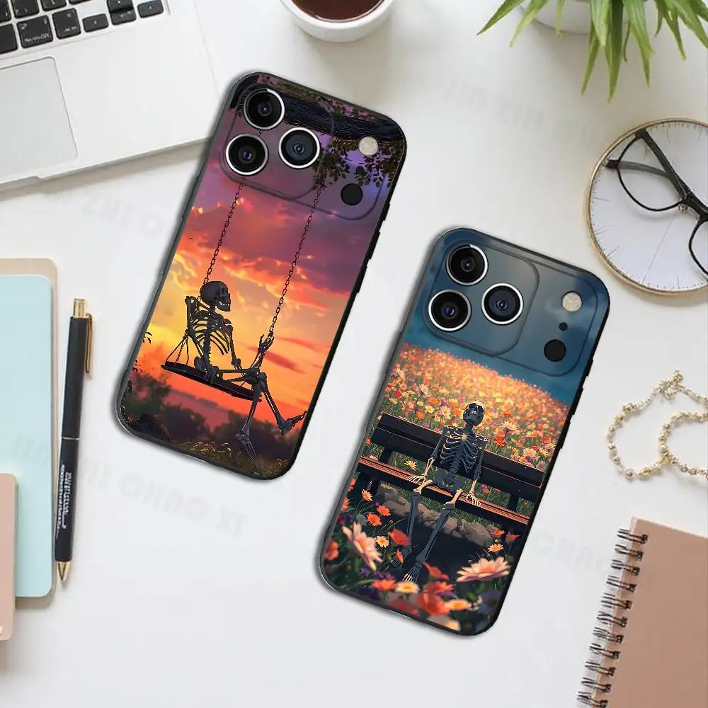 

Interesting Skeleton Silicone Phone Case For IPhone 17 16 15 14 13 12 11 X XS Plus Pro Max Shockproof Soft Cover