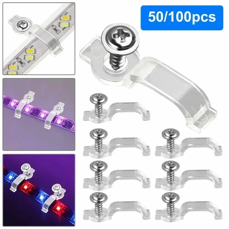 

50/100pcs F8mm F10mm Fixing Clip Mounting Brackets For 3528 5050 5630 LED Strip Connector Screw Set LED Strip Fxing Holder