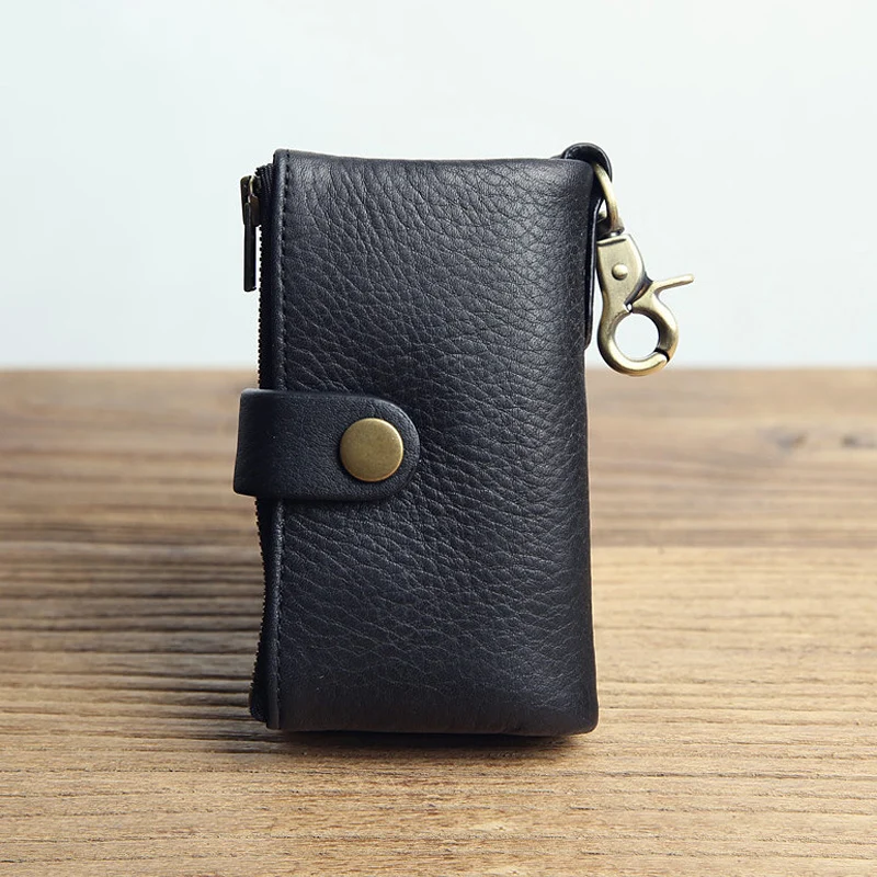 

Genuine Leather Key Chain Wallet with Key Ring Cow Leather Wallet with Key Holder Men Wallet Key Chain