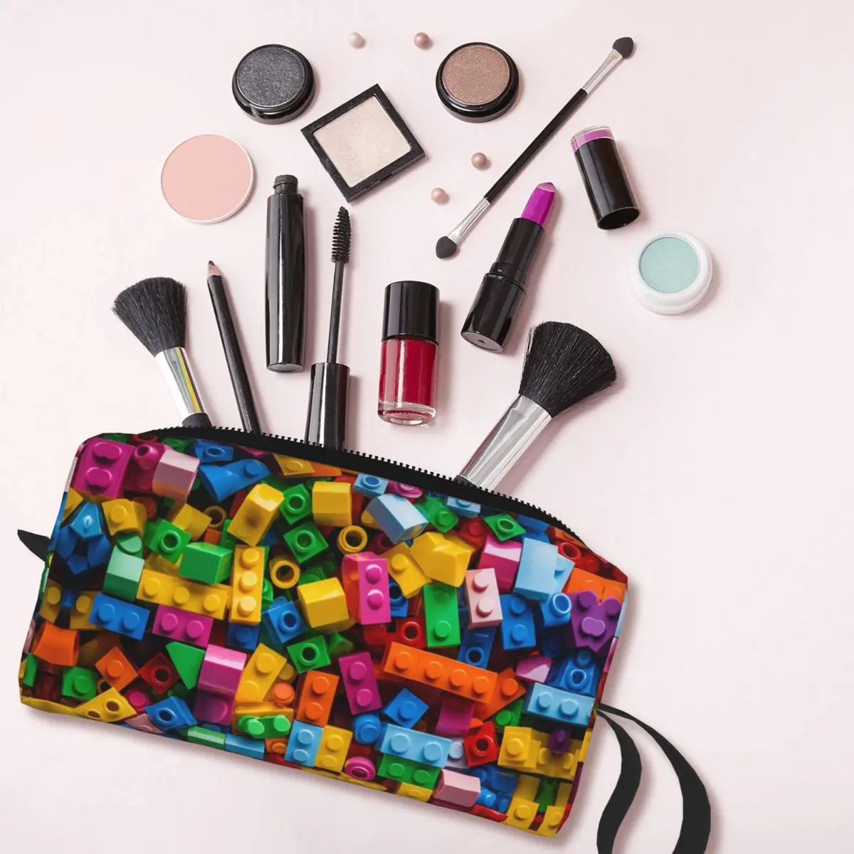 Lego Texture Makeup Bag Cosmetic Organizer Storage Dopp Kit Toiletry Cosmetic Bag for Women Beauty Travel Pencil Case