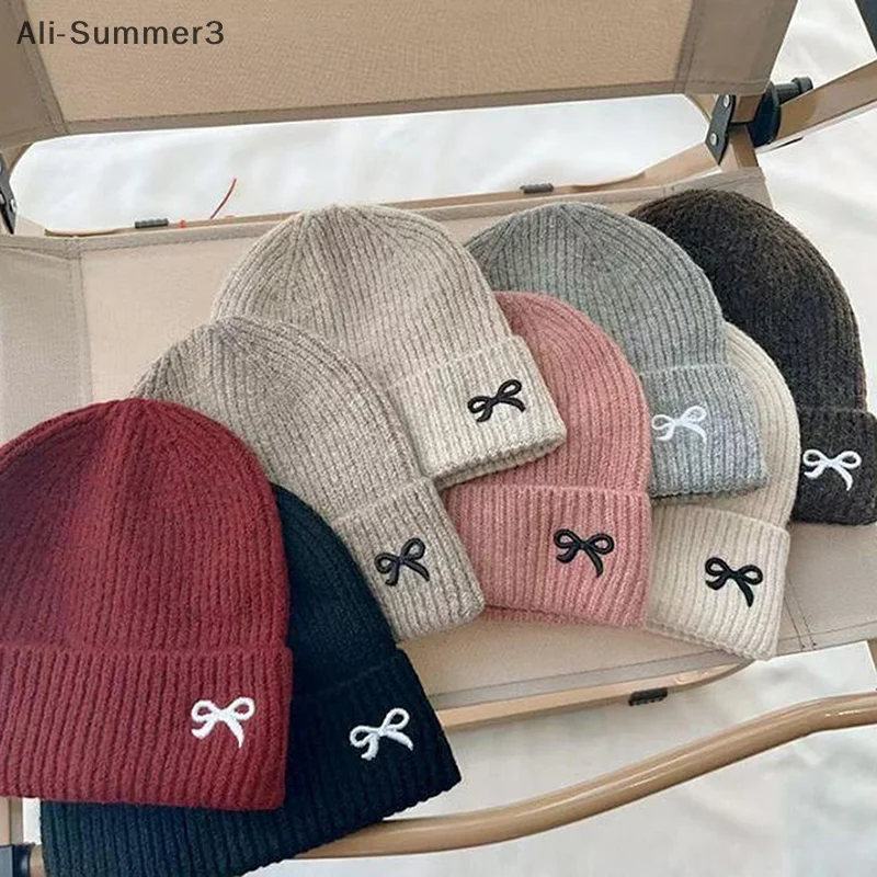 Комплект из 2 предметов, корейские детские шапки и шарфы, зимние детские стильные ветрозащитные вязаные шерстяные шапки с бантом для мальчиков и девочек от 1 до 8 лет