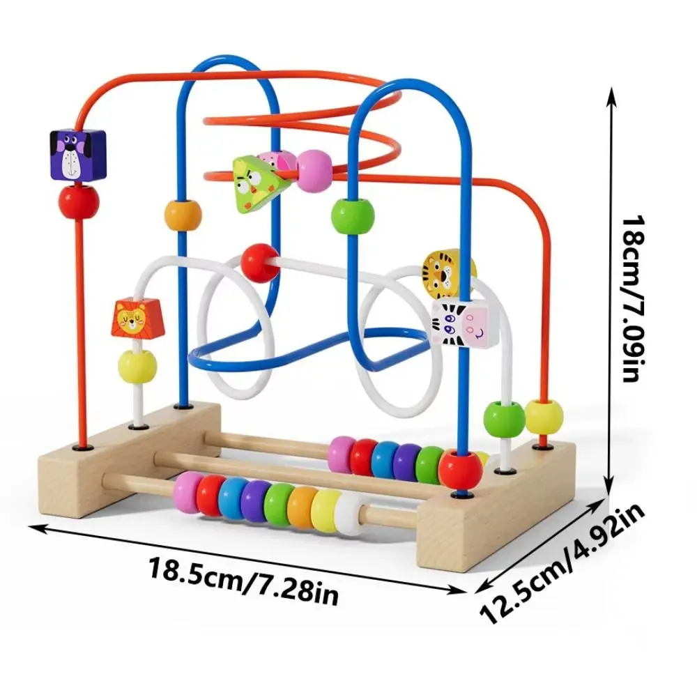 Montessori Wooden Bead Maze Intellectual Training Hand-brain Coordination Bead Stringing Building Blocks