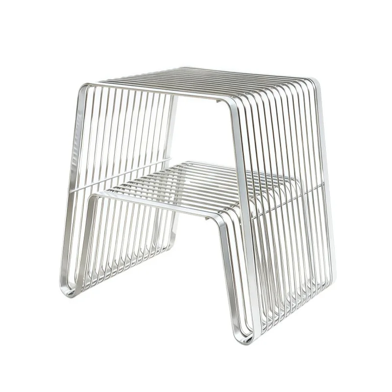 Stainless steel wire frame edge, Nordic minimalist design, multi-functional stool, bedside table, living room sofa