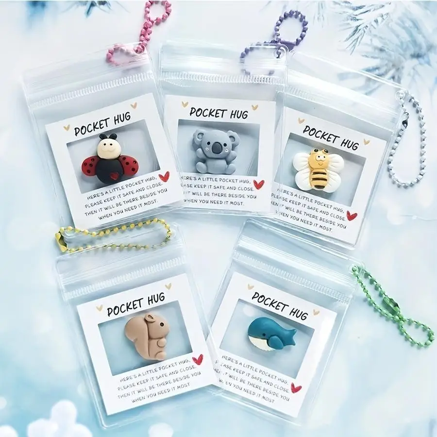1/5/10/20/50/100pcs /s of Animal Pocket Hug Cards in Transparent PVC Bags, Perfect for Birthdays, Weddings, Graduations, Back to