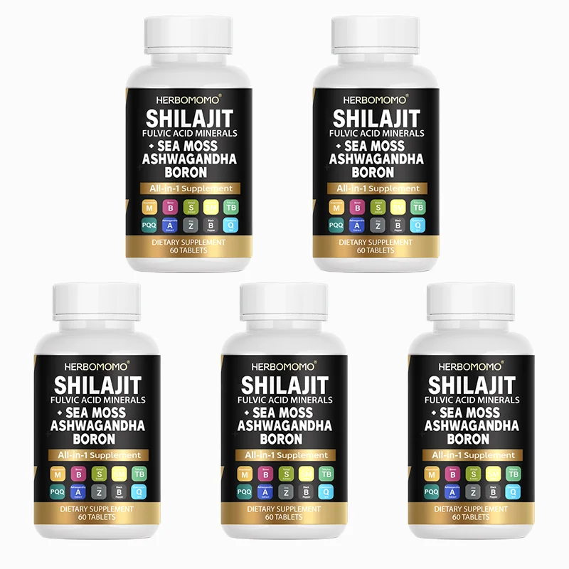 Shilajit Supplement 10,000mg with Sea Moss 6000mg Tribulus, Boron, Magnesium - 10 in 1 Non-GMo, Plant-Based, Pure &  Organic,