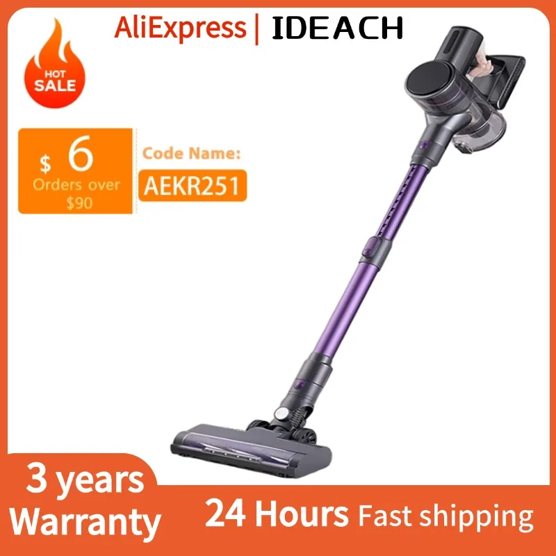 IDEACH 26kPa Wireless Handheld Vacuum Cleaner LED Lighting Sweeper 250W Dual Motor Broom Duster Electric Vacuum Cleaner For Home