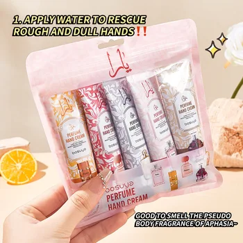 5pcs Perfume Fragrance Hand Cream Sets Moisturizing Non-sticky Hand Cream Nourishing…