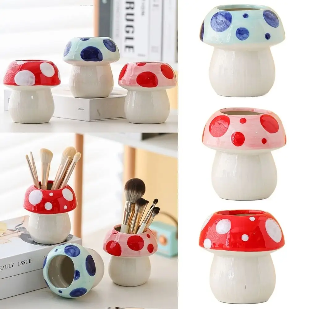 Aesthetic Cartoon Mushroom Pencil Holder Multifunction Girly Brush Storage Bucket Creative Funny Makeup Brush Storage Gifts