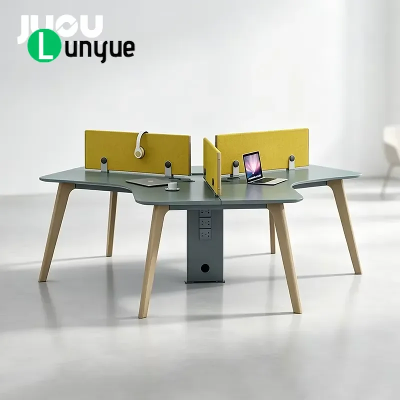 Custom Modern 3 Seat Modular Office Workbench Partition Desk for Computer Laptop Staff Furniture with Divider