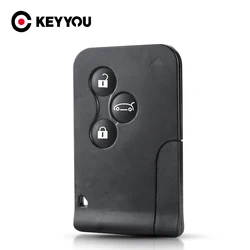 KEYYOU 1PCS 3 Button Smart Card For Renault Clio Logan Megane 2 3 Koleos Scenic Card Case Black Car Key Fob Shell With Small Key