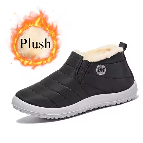 Women Cotton Shoes Plush Warm Men Snow Boots Fashion Non-Slip Waterproof Ankle Boots Slip on Soft Women Casual Shoes Botas Mujer