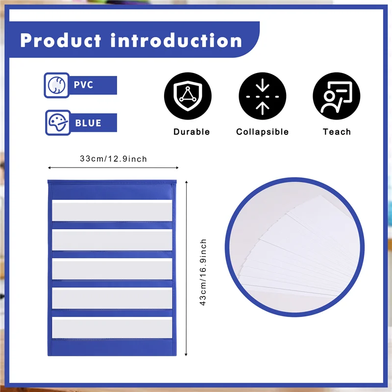 

C9-Desktop Pocket Chart Double-Sided And Self-Standing Mini Pocket Chart Stand For Individual Or Small Group (43X 33Cm)