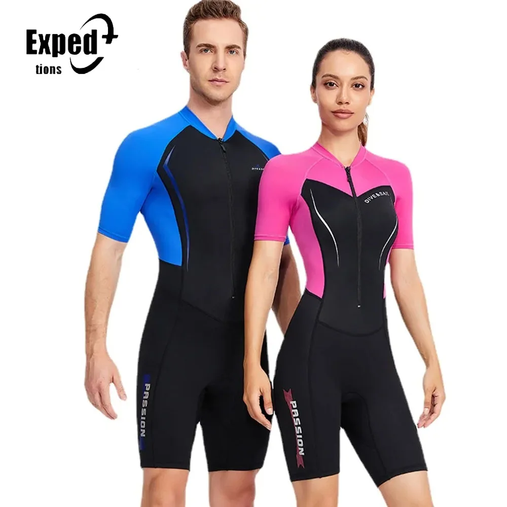 

1.5mm Neoprene Diving Suit Sleeves Leggs Front Zip Swimsuit Men 1.5mm Women Jumpsuit Short Shorty Adult Wetsuits