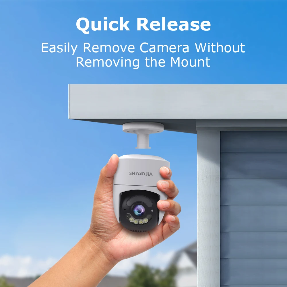 SHIWOJIA 6MP TUYA Smart Camera 2.4G WiFi Security Camera Outdoor Color Night Vision Motion Detection Spotlight IP66 Waterproof
