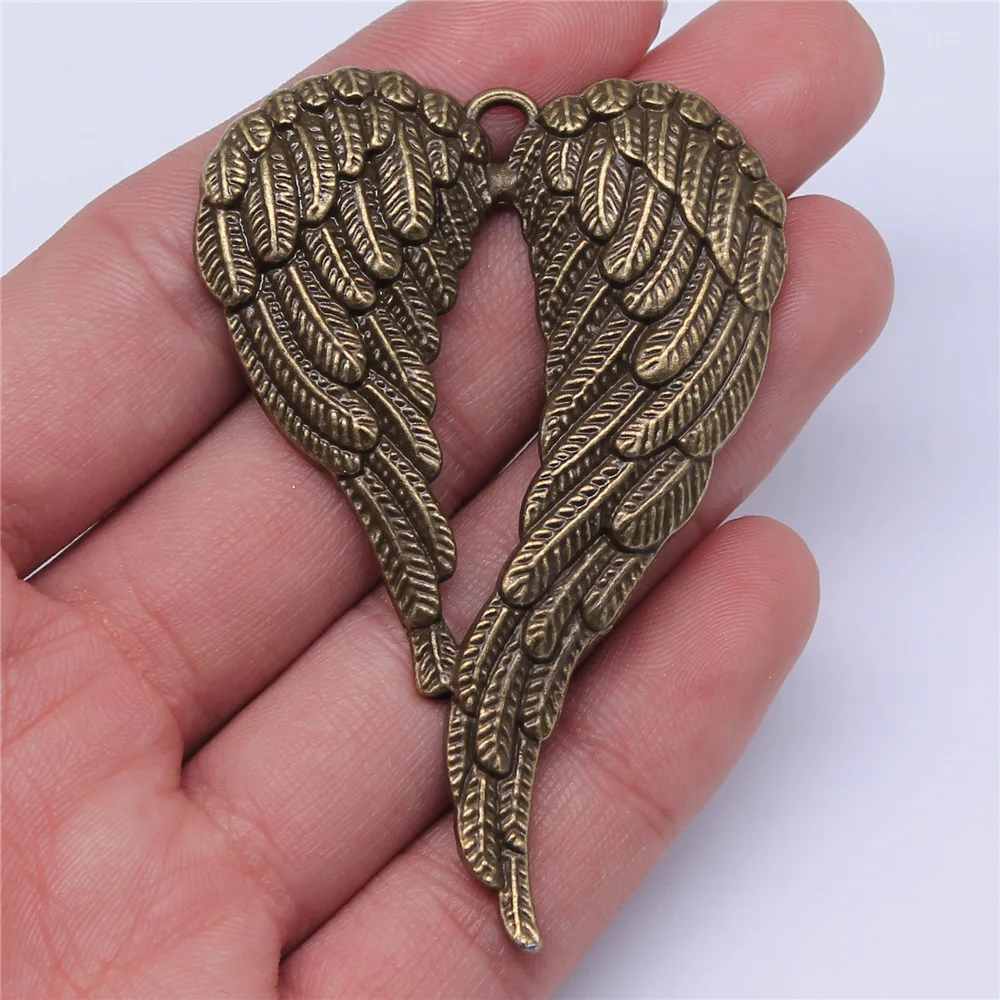 4pcs 68x46mm(2.68x1.81inch) 2 Colors Big Double Angel Wings Charms DIY Jewelry Making Accessories