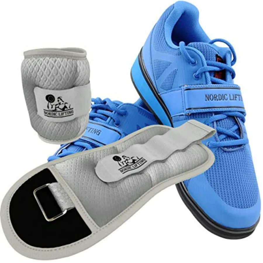 أحذية رفع الأثقال الاسكندنافية MEGIN Blue 9.5 US وأوزان معصم الكاحل (زوج واحد من 2 رطل) رمادي أنيق مثالي للقوة Tr #1