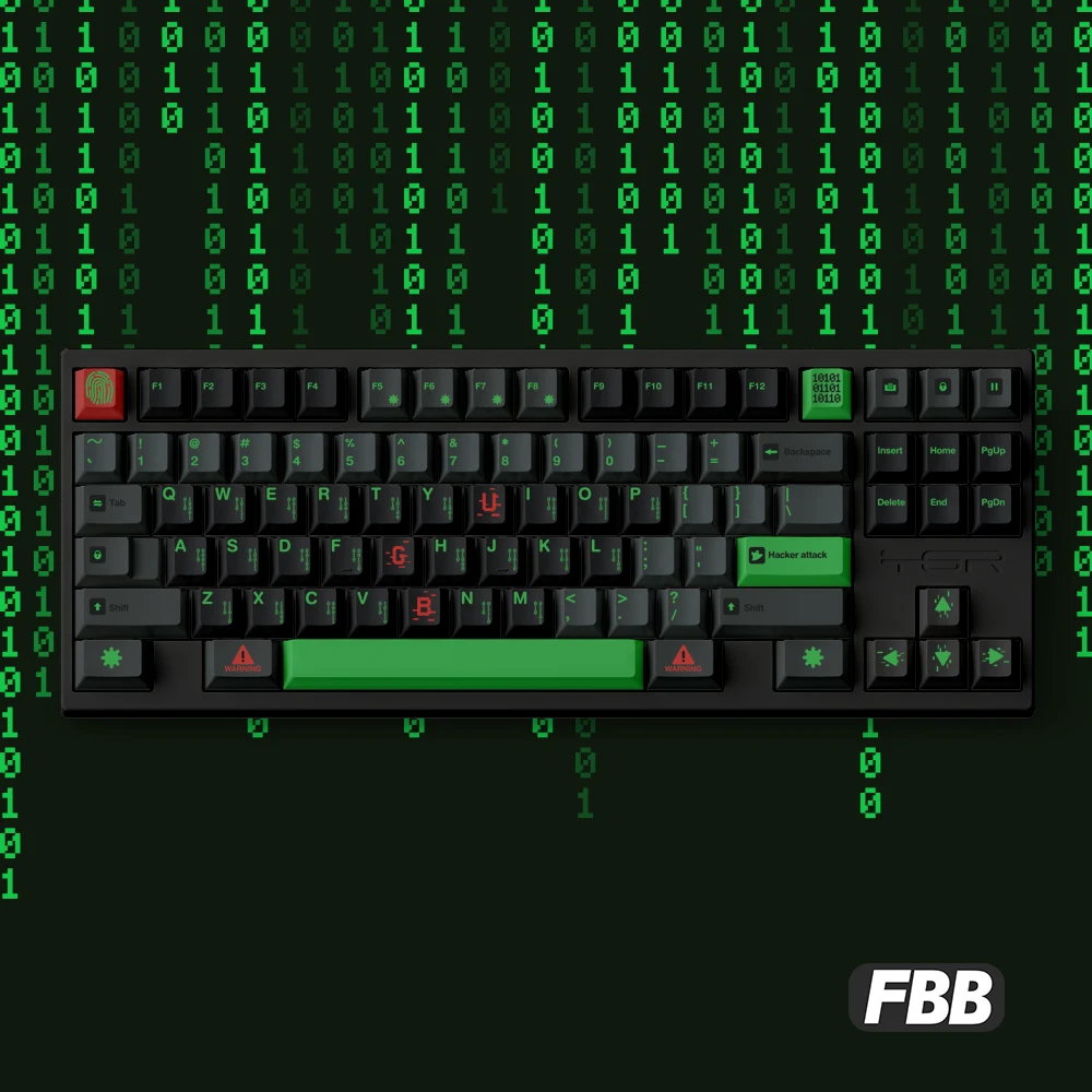 FBB คีย์แคปแฮกเกอร์แบบดั้งเดิมห้าด้าน PBT คีย์บอร์ดแบบกลไกแบบกำหนดเองแกนแม่เหล็กสีดำ DIY